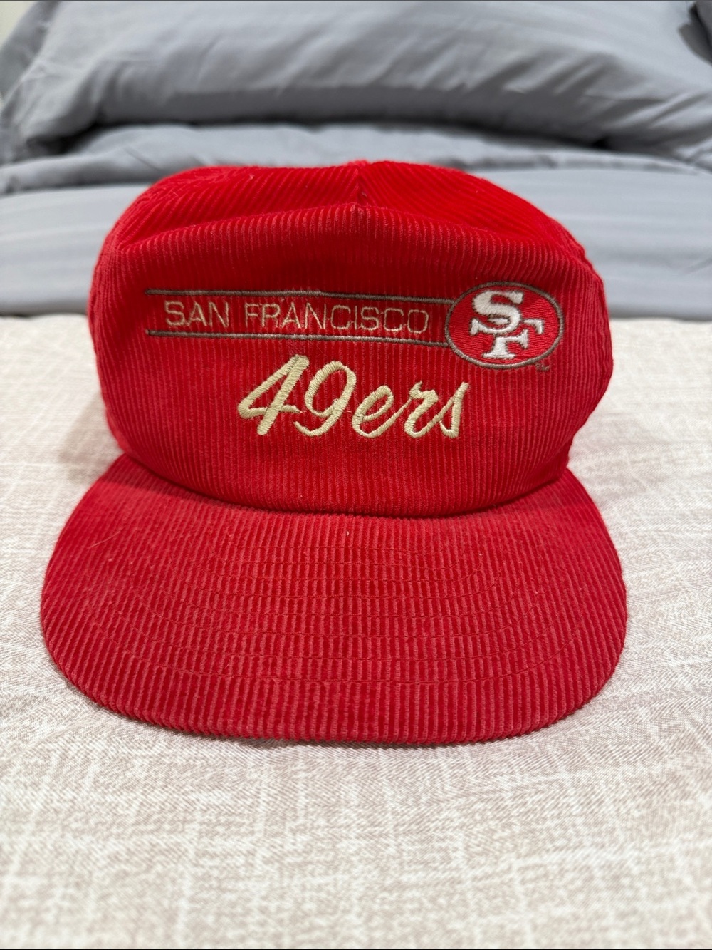 NFL San Francisco 49ers Red Corduroy Hat with Gold Embroidery